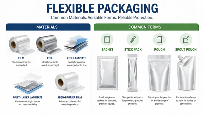common flexible packaging materials and forms