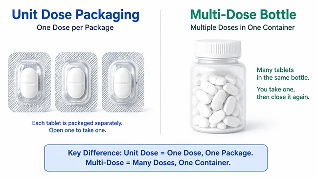 unit dose packaging vs mult dose packaging