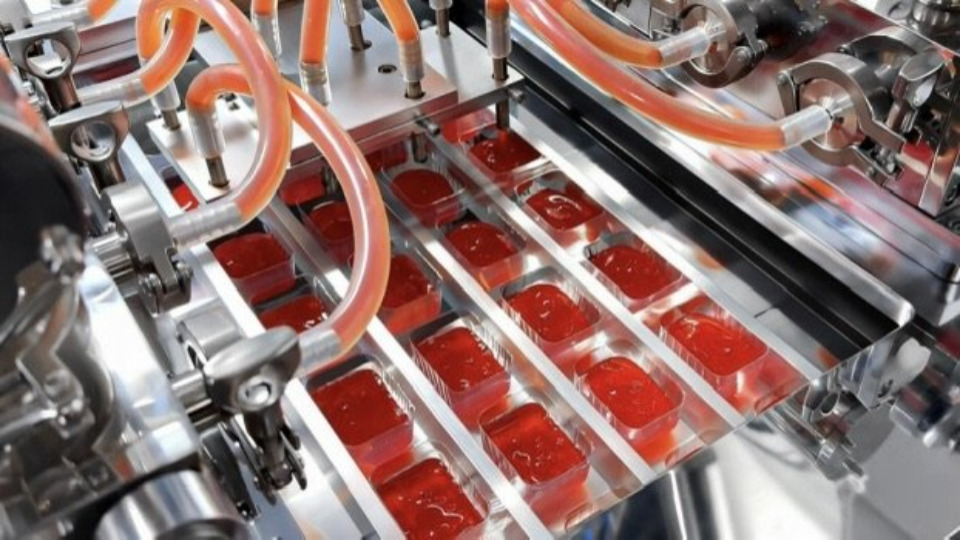 Pompe à piston permettant un remplissage précis des produits à haute viscosité (sauce tomate)
