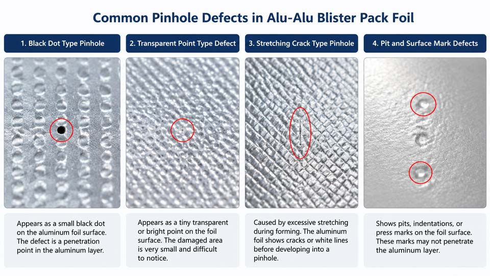 Common Pinhole Defects in Alu-Alu Blister Pack Foil