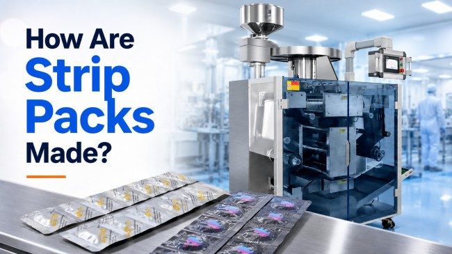 How strip packs are made with an automatic strip packing machine and finished aluminium strip packs