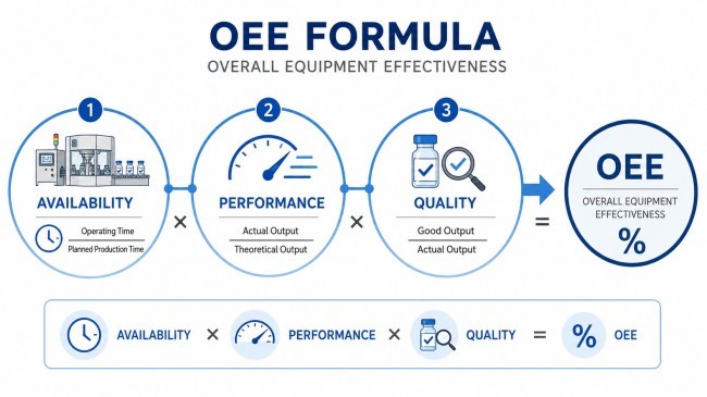 OEE formula combining availability performance and quality