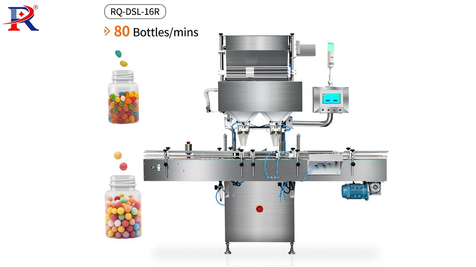 The RD-DSL-16R counting machine can accurately count High-dust tablets and capsules, sticky gummy vitamins, coated sugar candies, standard pharmaceutical tablets