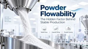 Powder flowability in pharmaceutical manufacturing and stable production