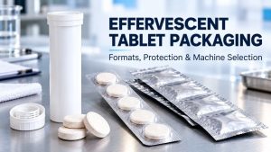 Effervescent tablet packaging tubes blister packs and foil strip packs